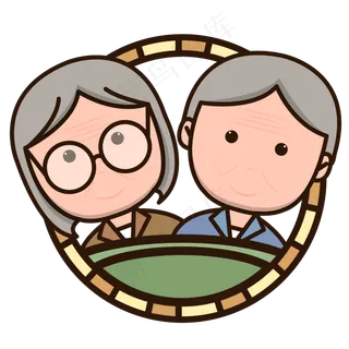 手绘矢量重阳节可爱风老人头像