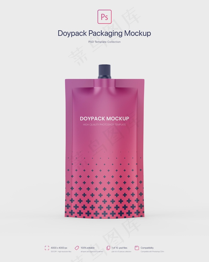 Doypack包装顶部喷口模型样机psd模版下载