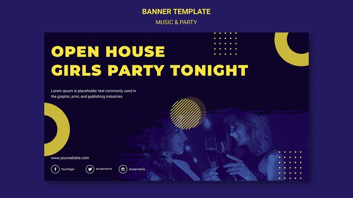 音乐和派对概念横幅banner模板psd模版下载