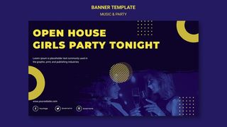 音乐和派对概念横幅banner模板
