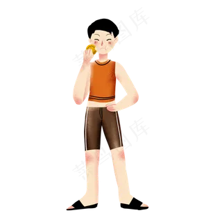 中秋节吃月饼男孩