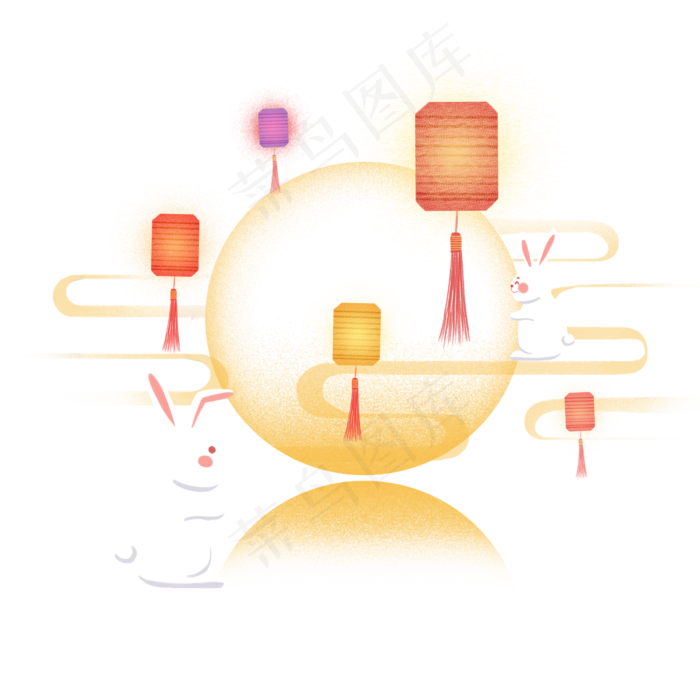 中秋八月十五装饰花灯玉兔