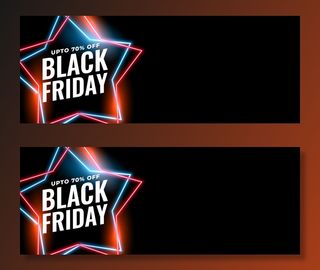 霓虹星星形状黑色星期五销售横幅banner设计