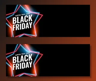 霓虹星星形状黑色星期五销售横幅banner设计