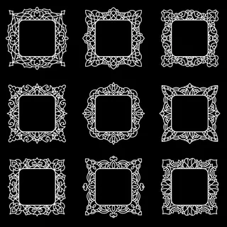 一套精致的方形框架，可放置文字或图片