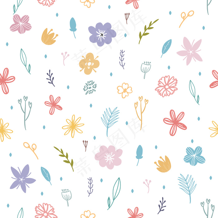 七彩春花叶无缝图案