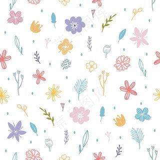 七彩春花叶无缝图案