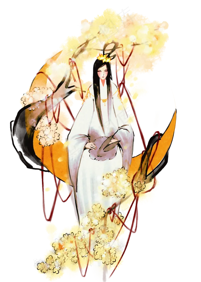 传统水墨古典嫦娥(2000X2800(DPI:300))psd模版下载