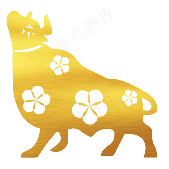 牛年烫金剪纸牛装饰图案(2000X2000(DPI:300))ai矢量模版下载