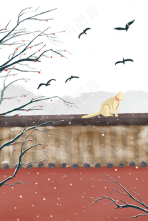 节气立冬冬至冬天下雪国风