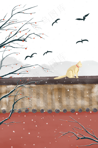 节气立冬冬至冬天下雪国风