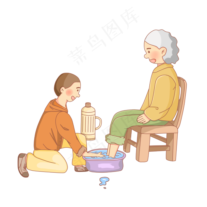 重阳重阳节暖色黄色老人子女洗脚(3000X3000(DPI:300))psd模版下载