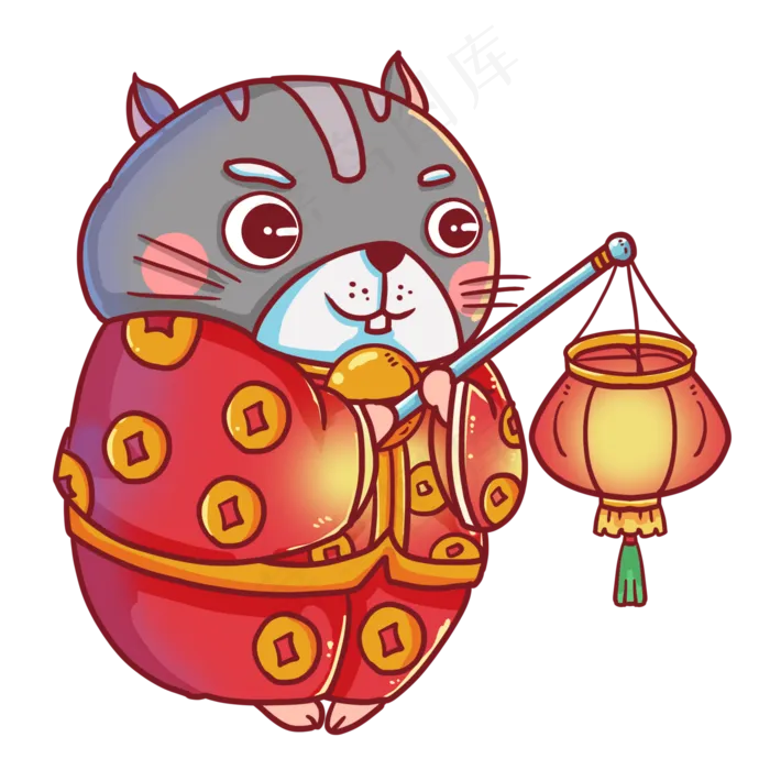 打着灯笼的灰鼠(2000X2000(DPI:300))psd模版下载