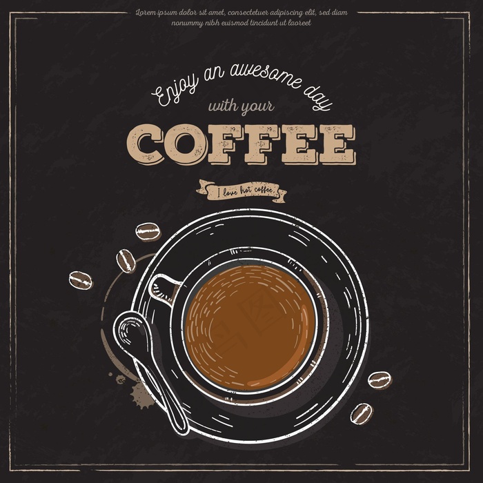 复古咖啡杯横幅banner