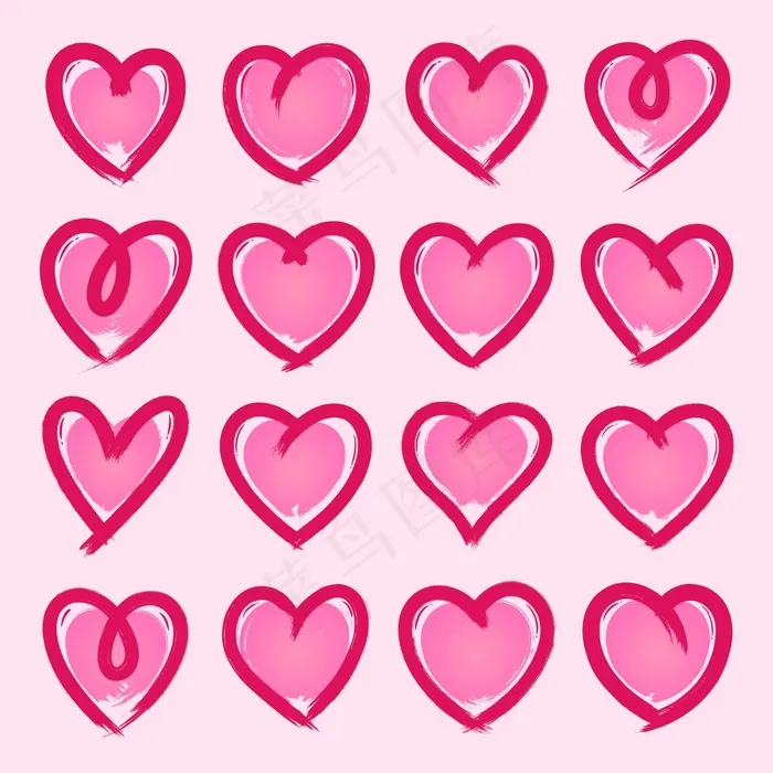 手绘心形系列eps,ai矢量模版下载