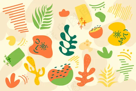 手绘抽象有机形状背景 手绘抽象有机形状背景