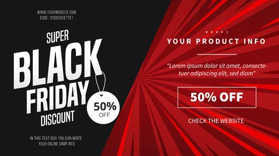带红线的现代黑色星期五折扣横幅banner