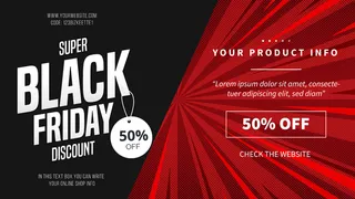 带红线的现代黑色星期五折扣横幅banner