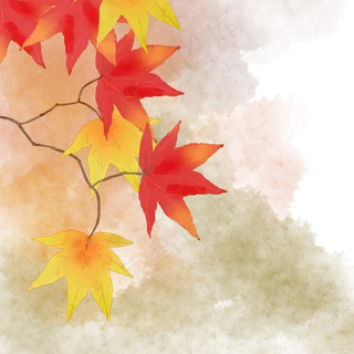 水彩风红色枫叶