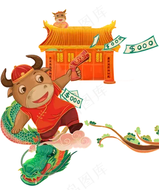 2021牛年暴富中国风