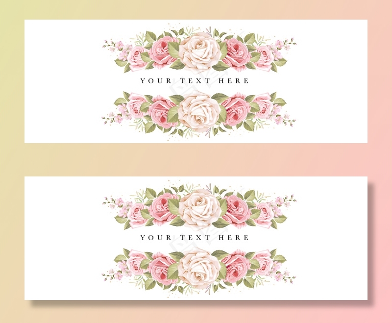 美丽的旗帜banner花卉和树叶模板