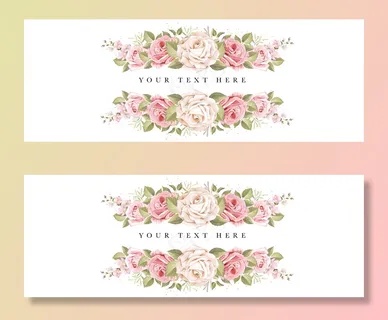 美丽的旗帜banner花卉和树叶模板