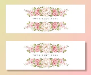 美丽的旗帜banner花卉和树叶模板