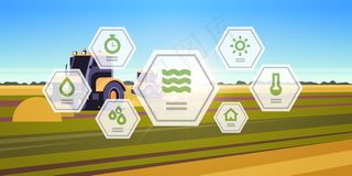 拖拉机耕地重型机械田间作业智能农业现代技术收获组织应用理念景观背景平面水平