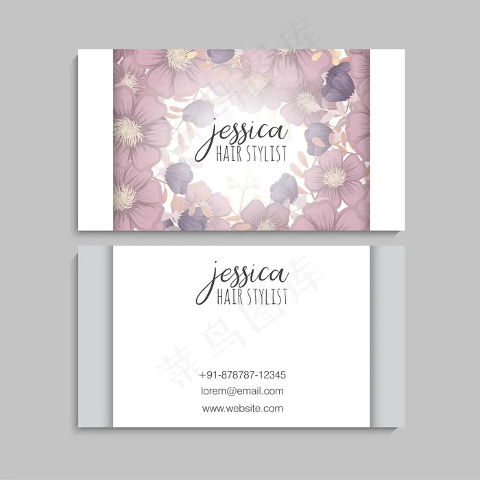 花朵名片紫色花朵eps,ai矢量模版下载