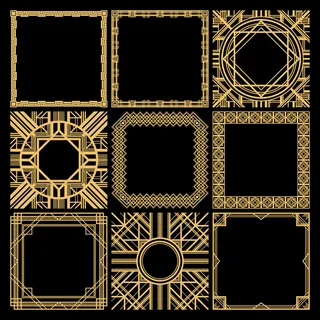复古装饰空白框架系列，经典优雅的几何窗格，复古风格