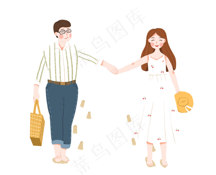 七夕情人节之情侣插画主题