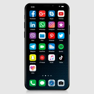 iphone界面上的社交媒体图标。最流行的社交媒体图标集