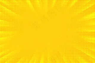 抽象背景卡通漫画变焦黄光漫射与半色调点。