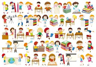 卡通学生 卡通儿童 开学