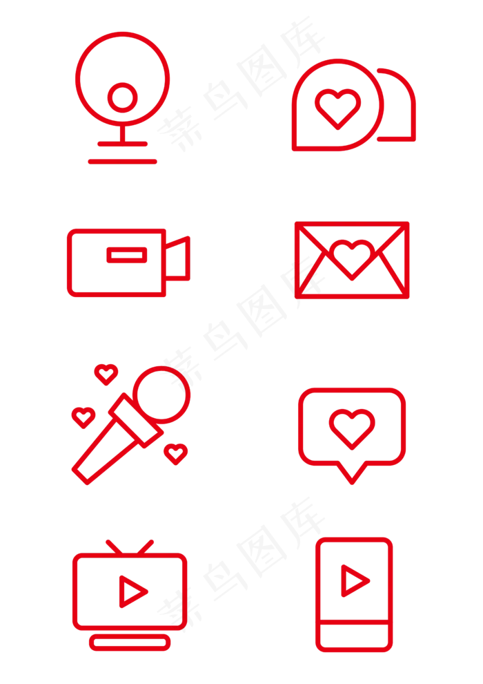 红色简约直播图标(2000X2000(DPI:72))ai矢量模版下载