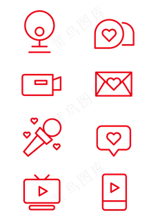 红色简约直播图标