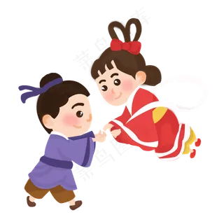 七夕牛郎织女卡通素材