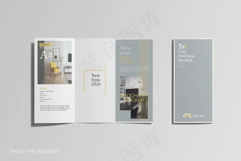 三折页小册子模型样机俯视图