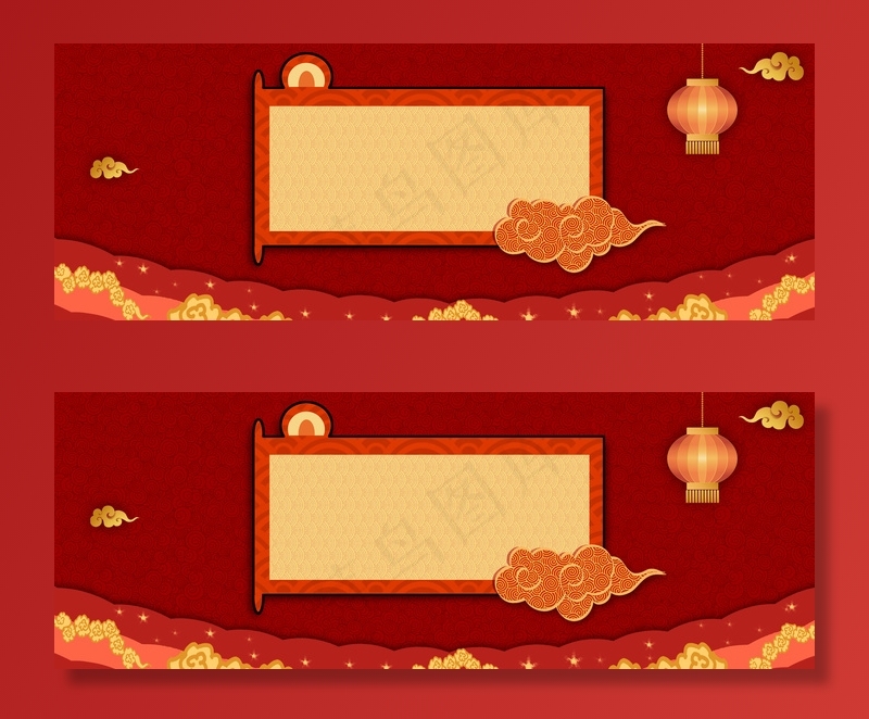 红色喜庆新年创意边框合成