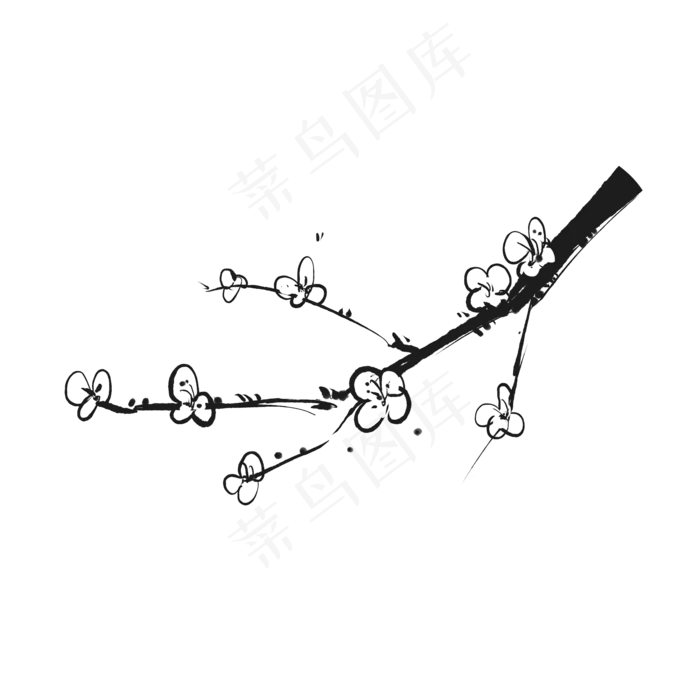 手绘古典中国梅花(2000X2000(DPI:300))psd模版下载