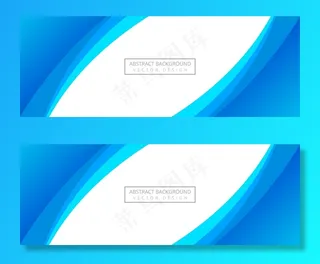 抽象蓝色时尚波浪横幅banner背景