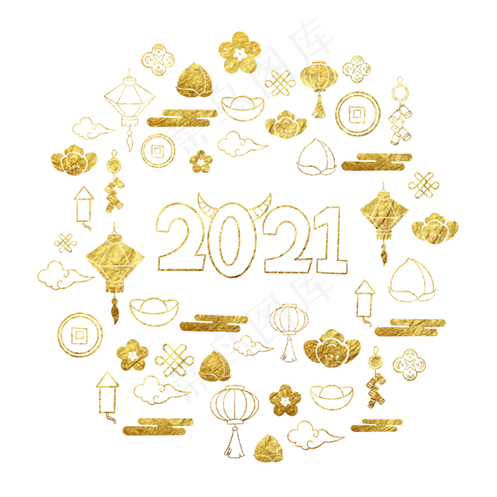 新年牛年金色(2000X2000(DPI:300))psd模版下载