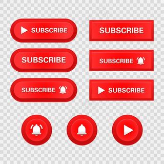 红色现实订阅按钮图标集合集介绍视频制作。