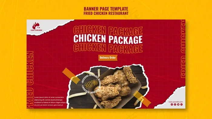 美味鸡肉套餐横幅banner模板psd模版下载