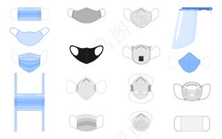 平面设计的面罩。保护可重复使用的面罩隔离在白色背景上。安全生产。