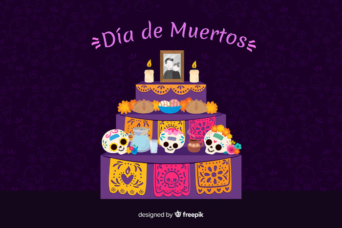 平面设计dia de muertos背景eps,ai矢量模版下载