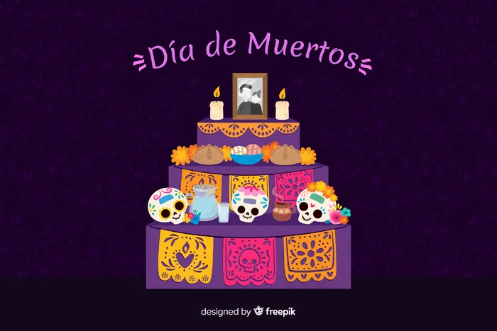 平面设计dia de muertos背景eps,ai矢量模版下载
