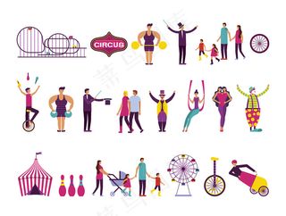 一群人和马戏团集市的图标