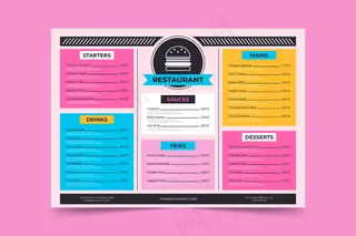 彩色餐厅菜单模板