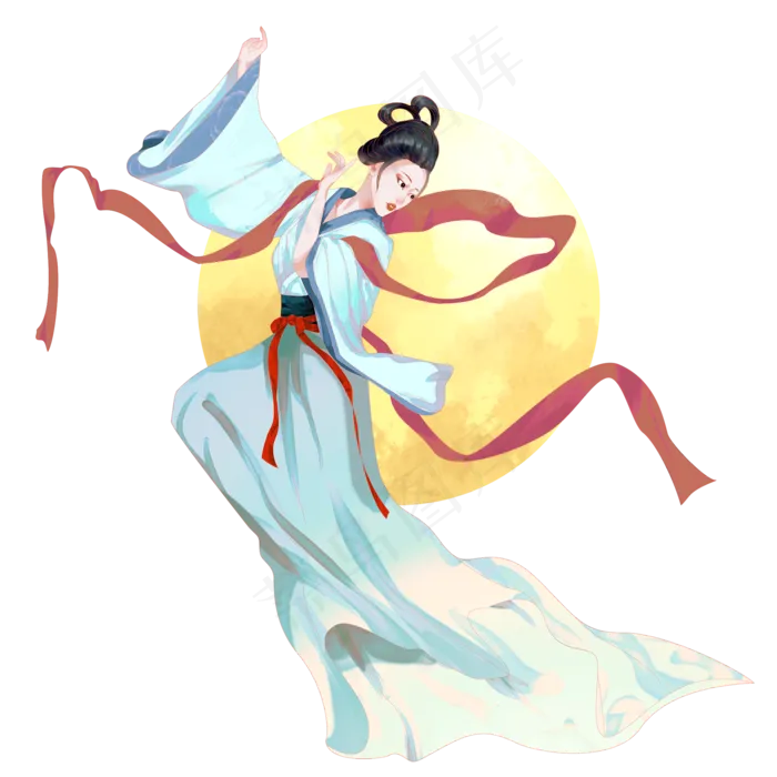 传统古典水墨嫦娥(2000X2000(DPI:300))psd模版下载